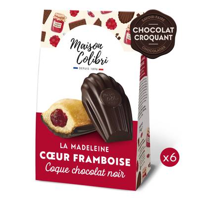 Maison Colibri Madeleine Coeur Framboise Coque Chocolat Noir, 174g