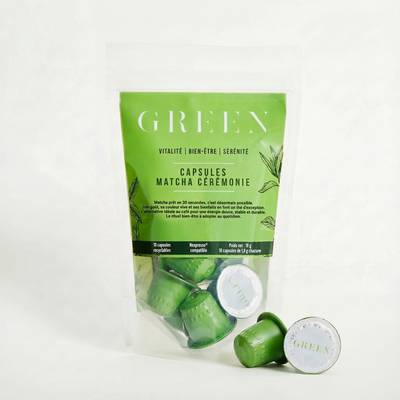 Green Capsule matcha ceremonie bio, 10 capsules