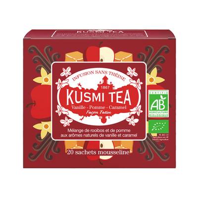 Kusmi Tea Rooibos Vanille - Pomme - Caramel façon tatin Bio, 20 sachets