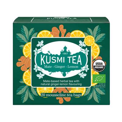 Kusmi Tea Thé Maté Gingembre Citron Bio, 20 sachets