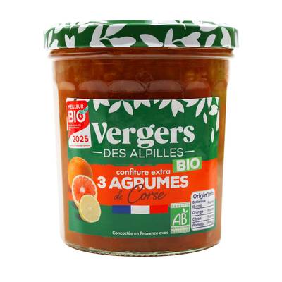 Vergers des Alpilles Confiture Extra 3 Agrumes de Corse Bio, 350g