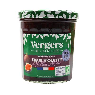 Vergers des Alpilles Confiture Extra Figue Rouge de Provence Bio, 370g