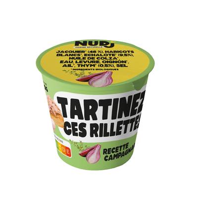 Nudj Rillette Végétale Bio, recette campagnarde, 120g