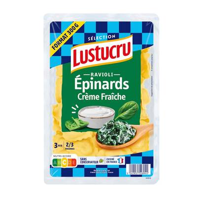 Lustucru Ravioli aux épinards et crème fraîche, 300g