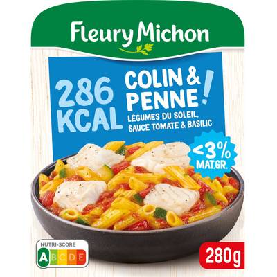 Fleury Michon Plat Cuisiné Colin et Penne, Légumes du Soleil Sauce Tomate, 280g