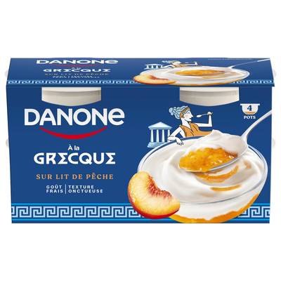 Danone Yaourt grec sur lit de pêche, 4x115g