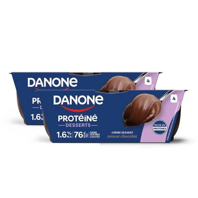 Danone Crème dessert protéinée au chocolat 1,6%mg, Lot de 2x4x120g