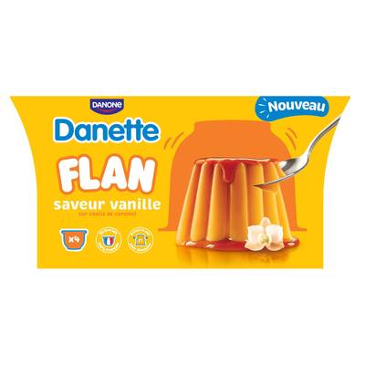 Danette Flan Saveur Vanille sur Coulis de Caramel, 4x95g
