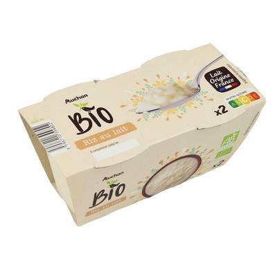 Auchan BIO Riz au lait, 2x140g