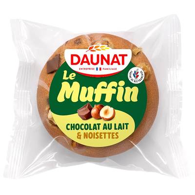 DAUNAT Muffin moelleux chocolat au lait et noisettes, 130g