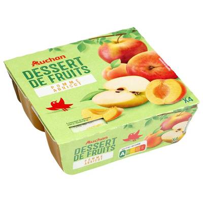 Auchan Compote pomme abricot, 4x100g