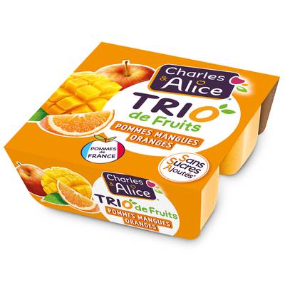 Charles et Alice Trio de fruits - Pommes, Mangues et Oranges, 4x100g