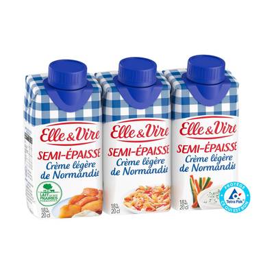 Elle&Vire Crème légère 18%mg de Normandie semi épaisse, 3x20cl