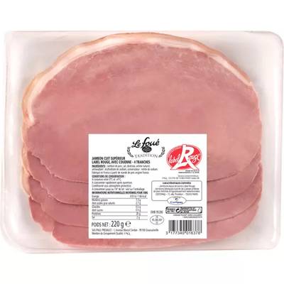 Paul Prédault Jambon le Foué Tradition avec couenne, Label Rouge, 4 tranches - 220g