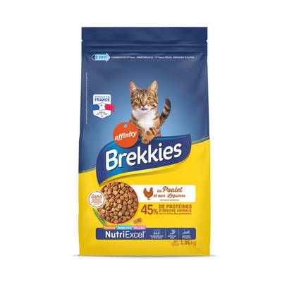 Affinity - Brekkies Croquettes poulet et légumes pour chat adulte, 1,35kg