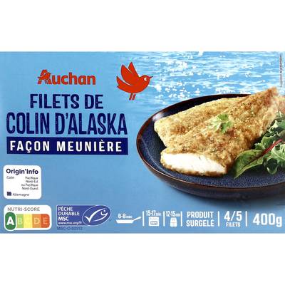 Auchan Filet de colin d'alaska meunière d'Alaska, 400g