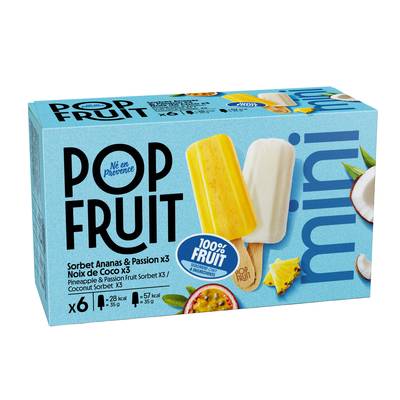 Pop' Fruit Bâtonnet 100% fruit ananas passion, 6x35g