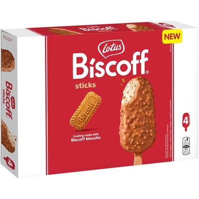 Lotus Biscoff Bâtonnets Glacés Caramel et Spéculoos, 4 bâtonnets - 280g
