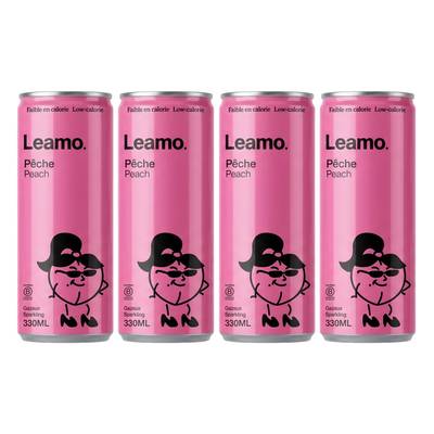 Leamo Boisson gazeuse saveur pêche, Lot de 4x33cl