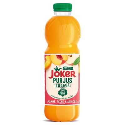 Joker Pur jus pomme pêche abricot sans sucres ajoutés, 1L