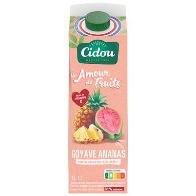 Cidou Jus goyave ananas sans sucres ajoutés, 1L