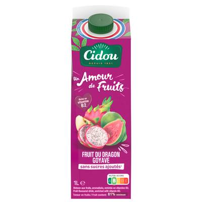 Cidou Nectar fruit du dragon goyave sans sucres ajoutés, 1L