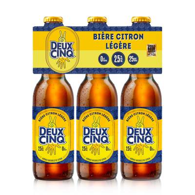 La Deux Cinq Bière aromatisée citron légère 2,5°, 3x33cl
