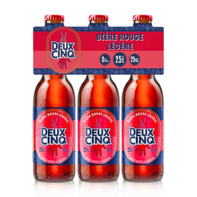 La Deux Cinq Bière aromatisée fruits rouges légère 2,5°, 3x33cl