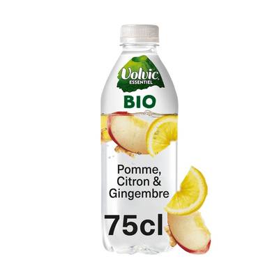 Volvic Eau aromatisée pomme citron gingembre bio, 75cl
