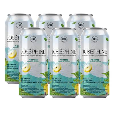 Josephine Eau pétillante aromatisée pomme menthe, Lot de 6x33cl