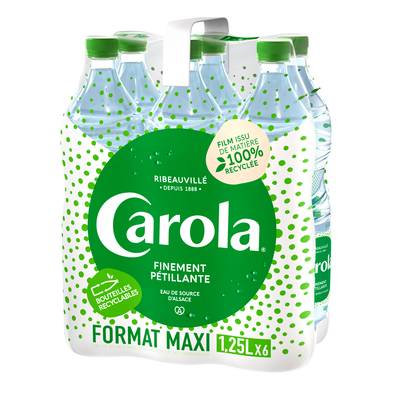 Carola Eau de source gazeuse d'Alsace finement pétillante, 6x1,25L