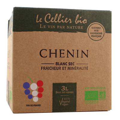 Vin De France blanc Les 4 Coins Chenin Bio 12.5°, Bag in box 3L