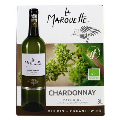 Vin de pays d'Oc Blanc IGP Marouette Chardonnay Bio, 3L