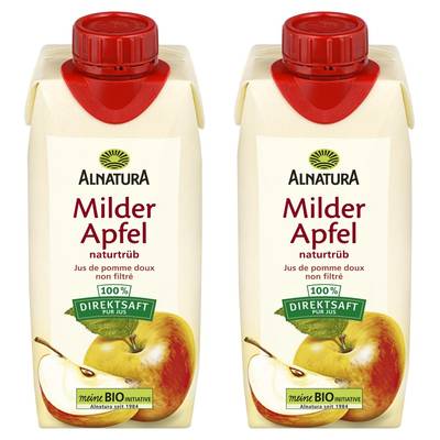 Alnatura Jus de pomme non filtré bio, Lot de 2x33cl
