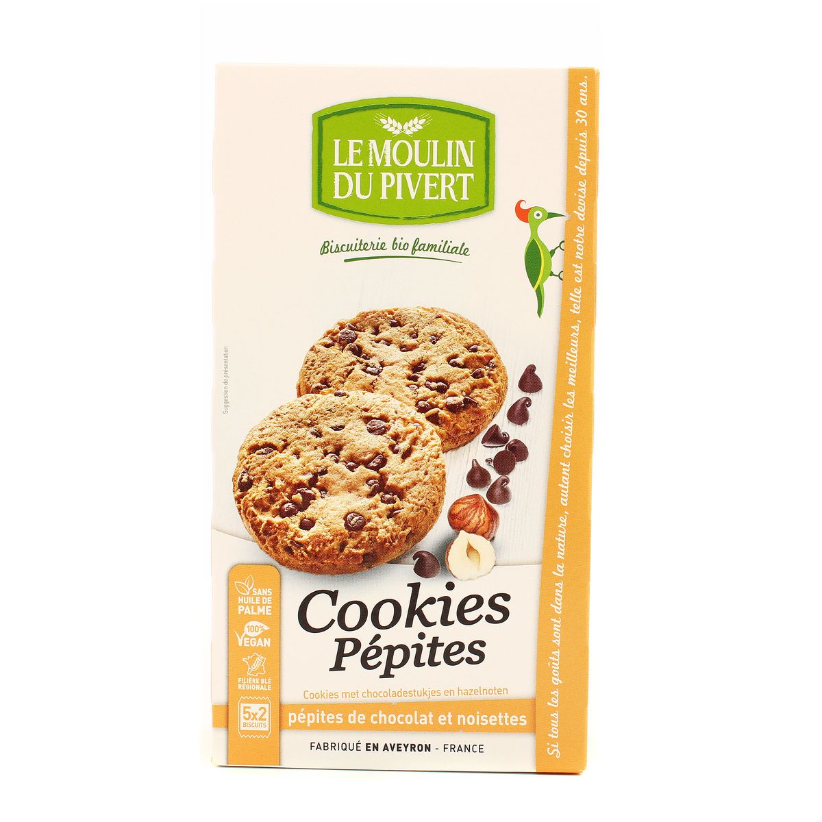 Le Moulin du Pivert Cookies bio Pépites de chocolat et Noisettes, 175g