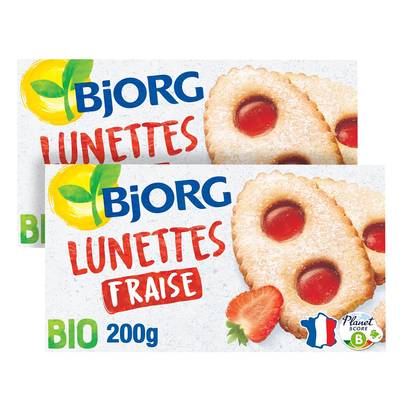 Bjorg Lunettes à la fraise Bio, Lot de 2x200g