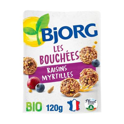 Bjorg Biscuits Bouchées Myrtilles Raisins Bio, 120g