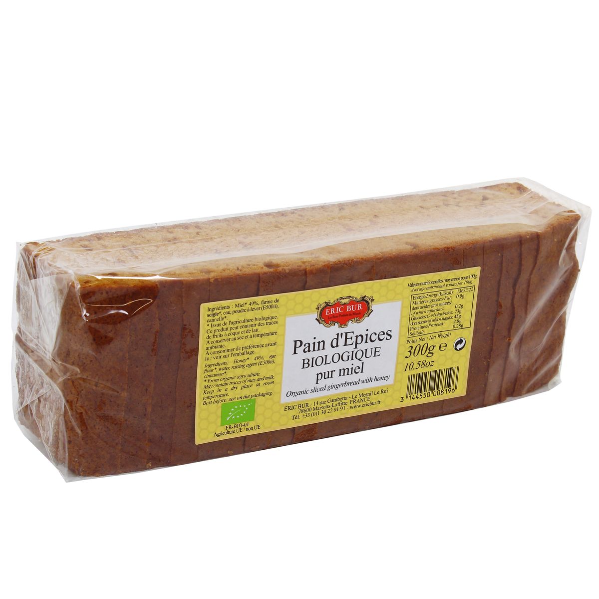 Eric Bur Pain d'épices biologique pur miel, 300g