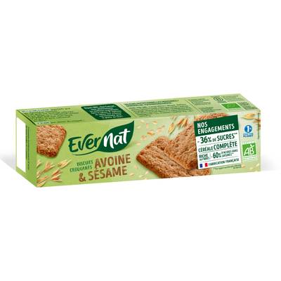 Evernat Biscuit Croquant Avoine Sésame Bio, 130g