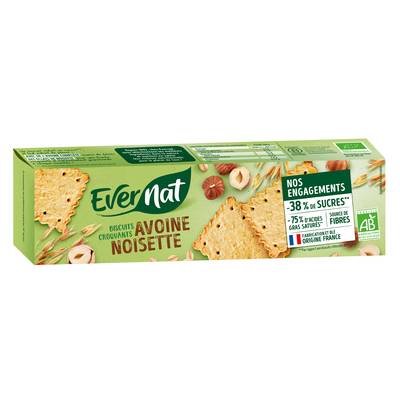 Evernat Biscuit Croquant Avoine Noisette bio, 100g