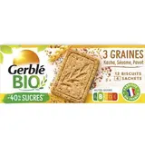 Gerblé Bio 12 Sablés 3 graines Kasha Sésame Pavot Bio -43% de sucres en moins, 132g