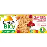 Gerblé Bio 12 Sablés Amande Cranberry Bio -39% de sucres en moins, 132g