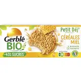 Gerblé Bio 9 Biscuits Petit déj' Céréales Miel Bio -46% de sucres en moins, 132g