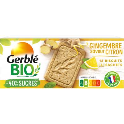 Gerblé Bio 12 Sablés citron Gingembre Bio -43% de sucres en moins, 132g