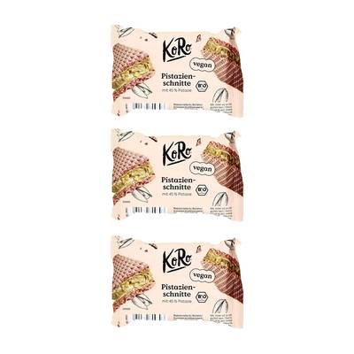 Koro Gaufrettes fourrées à la pistache bio, Lot de 3x22g