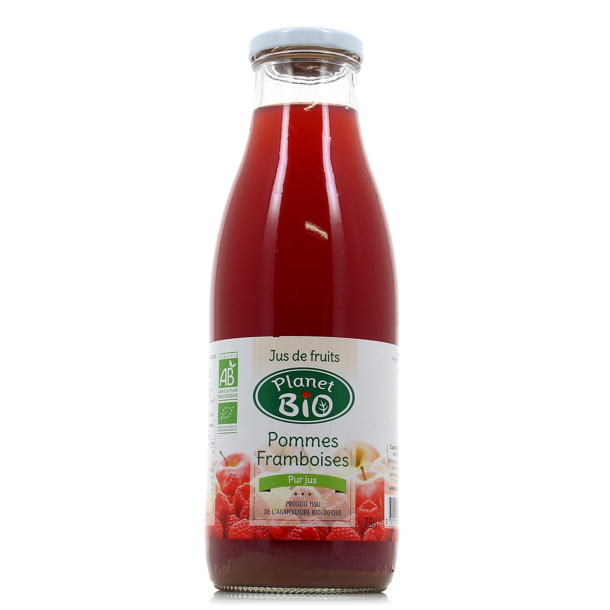 Planet Bio Jus de pomme framboise Bio, 75cl