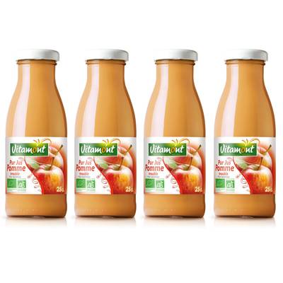 Vitamont Mini pur jus de pomme Bio, Lot de 4x25cl