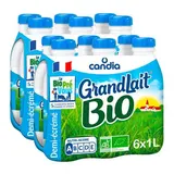 Candia Lait Bio Demi-écrémé, Lot de 2 - 6x1L