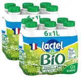 Lactel Lait Bio écrémé 0% mg, Lot de 2 - 6x1L