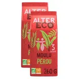 Alter Eco - Commerce Equitable Café moulu Arabica Bio du Pérou, Lot de 2x260g